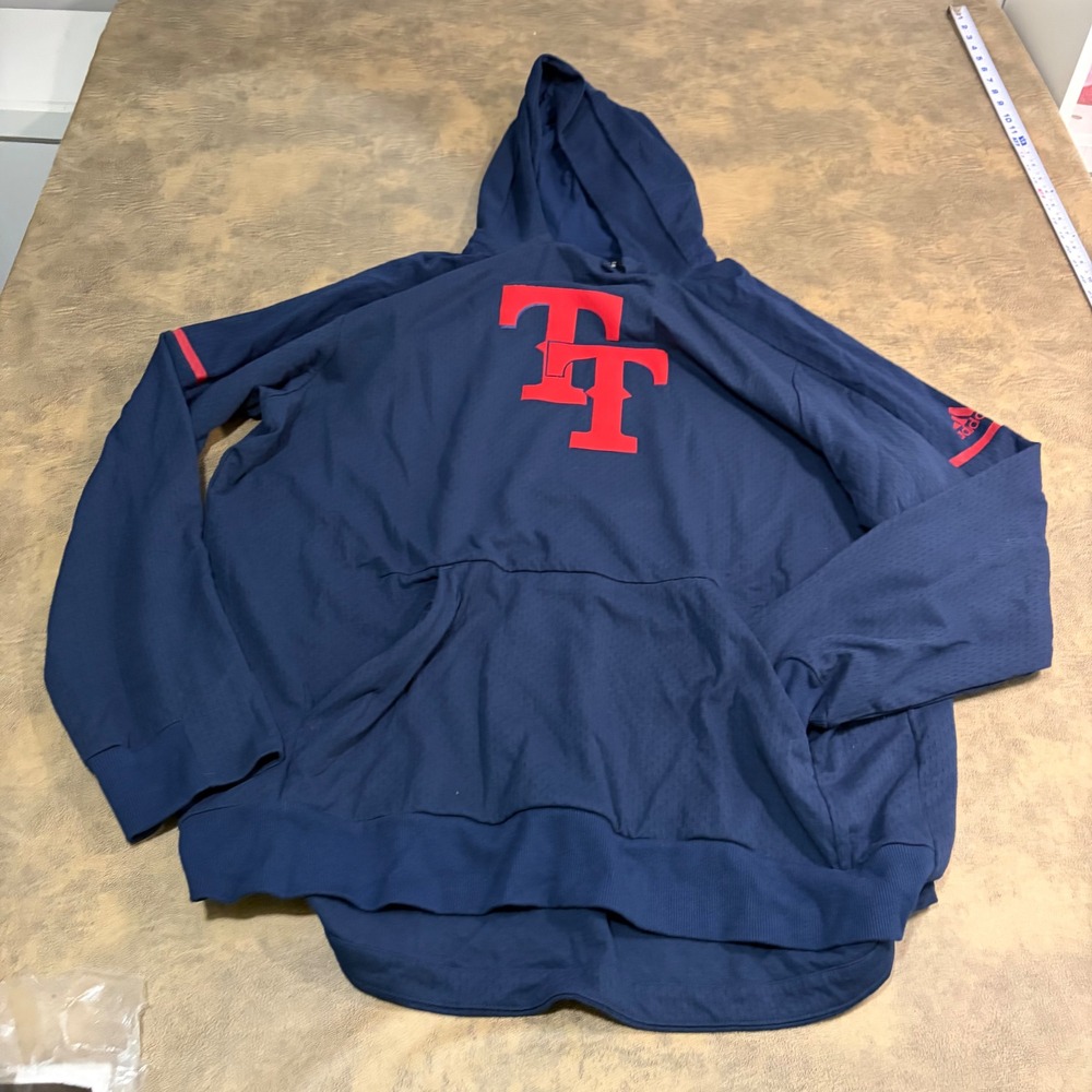 Adidas Hoodie Mens 2XL Navy Blue Top Tier Baseball Graphic Mesh Pullover CY7545